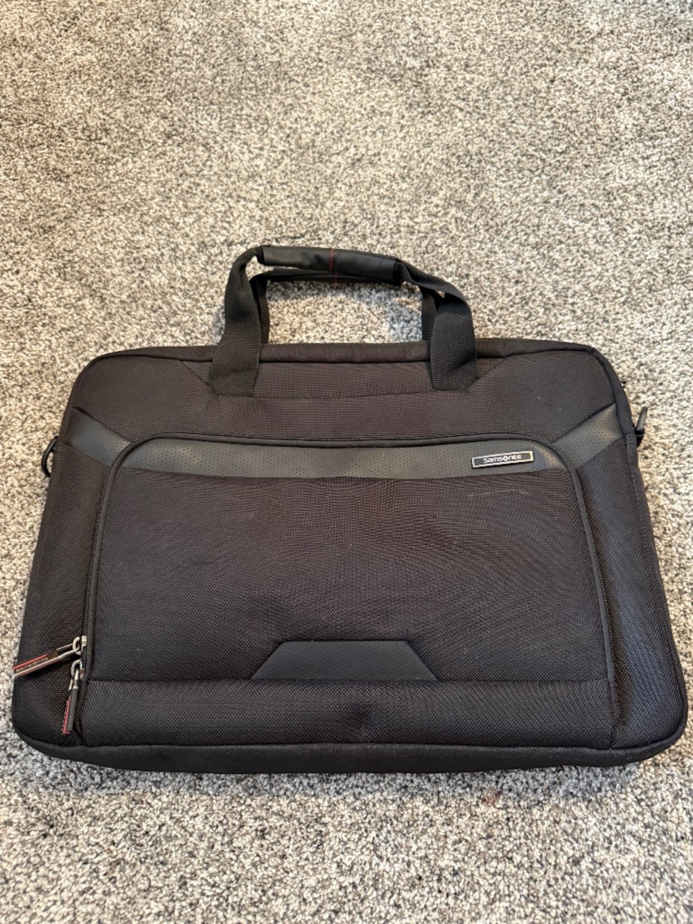 Samsonite Black fabric zip close Laptop Briefcase Bag work office carry storage